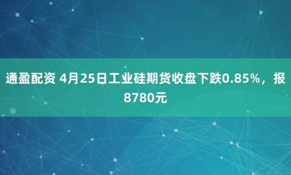通盈配资 4月25日工业硅期货收盘下跌0.85%，报8780元