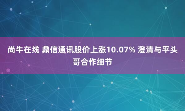 尚牛在线 鼎信通讯股价上涨10.07% 澄清与平头哥合作细节