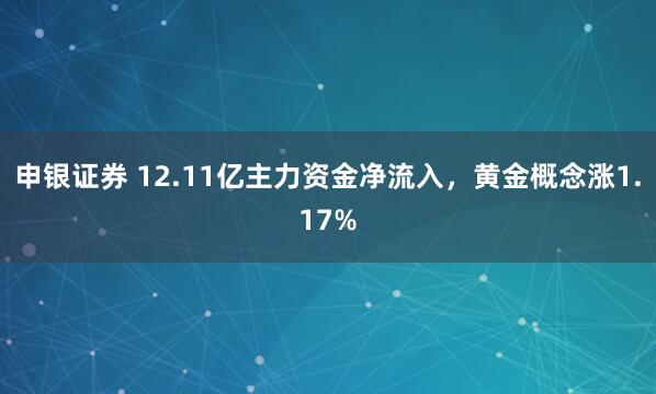 申银证券 12.11亿主力资金净流入，黄金概念涨1.17%